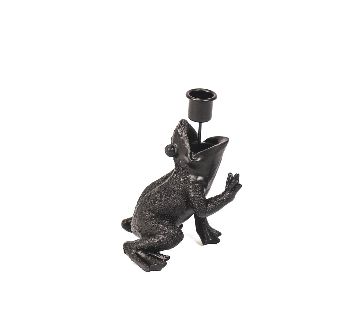 Frog Candleholder Black