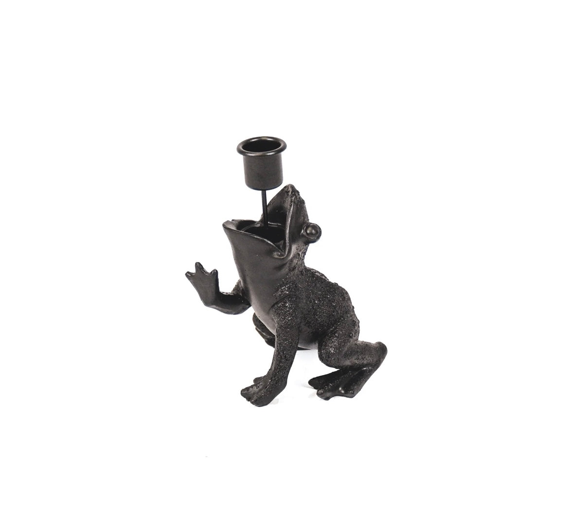 Frog Candleholder Black