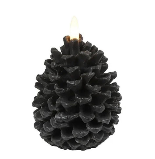 Pine Cone kaars LED M zwart