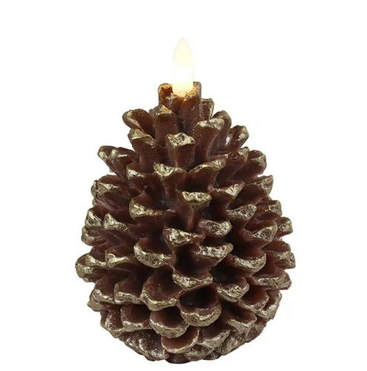 Pine Cone kaars LED M Brown