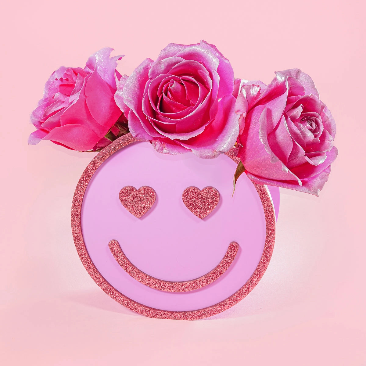 Heart Eye Vase Pink Glitter